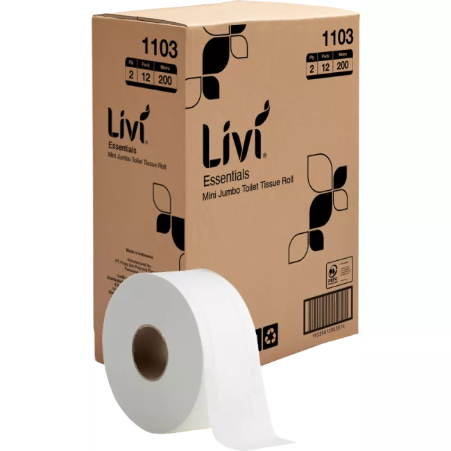 LIVI ESSENTIALS PREMIUM MINI JUMBO TOILET TISSUE | 2PLY 170M x 12 CARTON