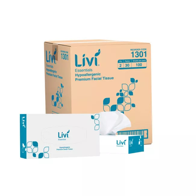 LIVI ESSENTIALS PREMIUM FACIAL TISSUES | 2PLY 30 PACK CARTON