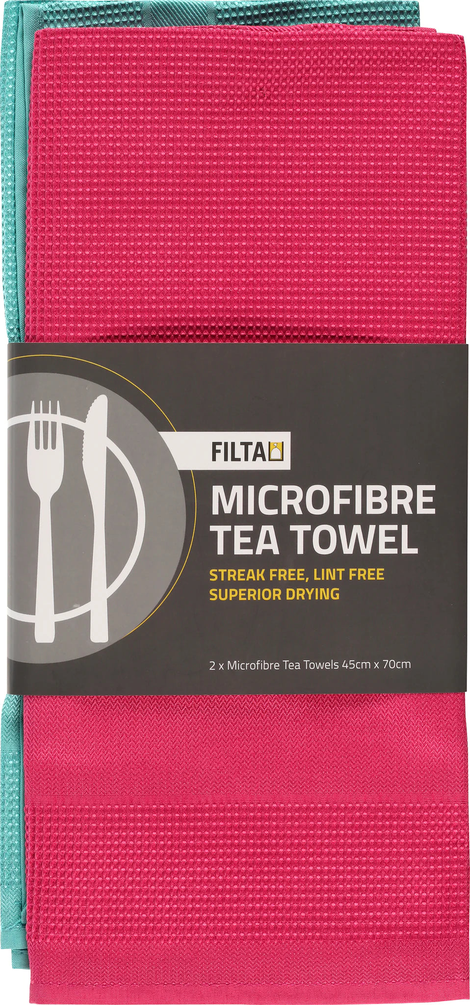 XL MICROFIBRE TEA TOWEL SKY 2 PACK (45CM X 70CM)