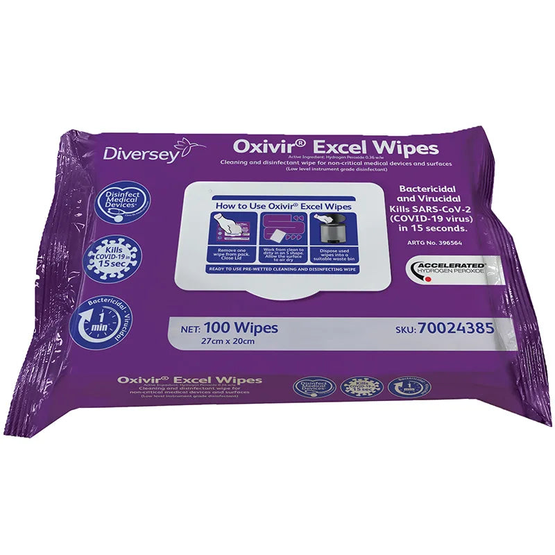 DIVERESEY OXIVIR EXCEL WIPES 100PC PACKET
