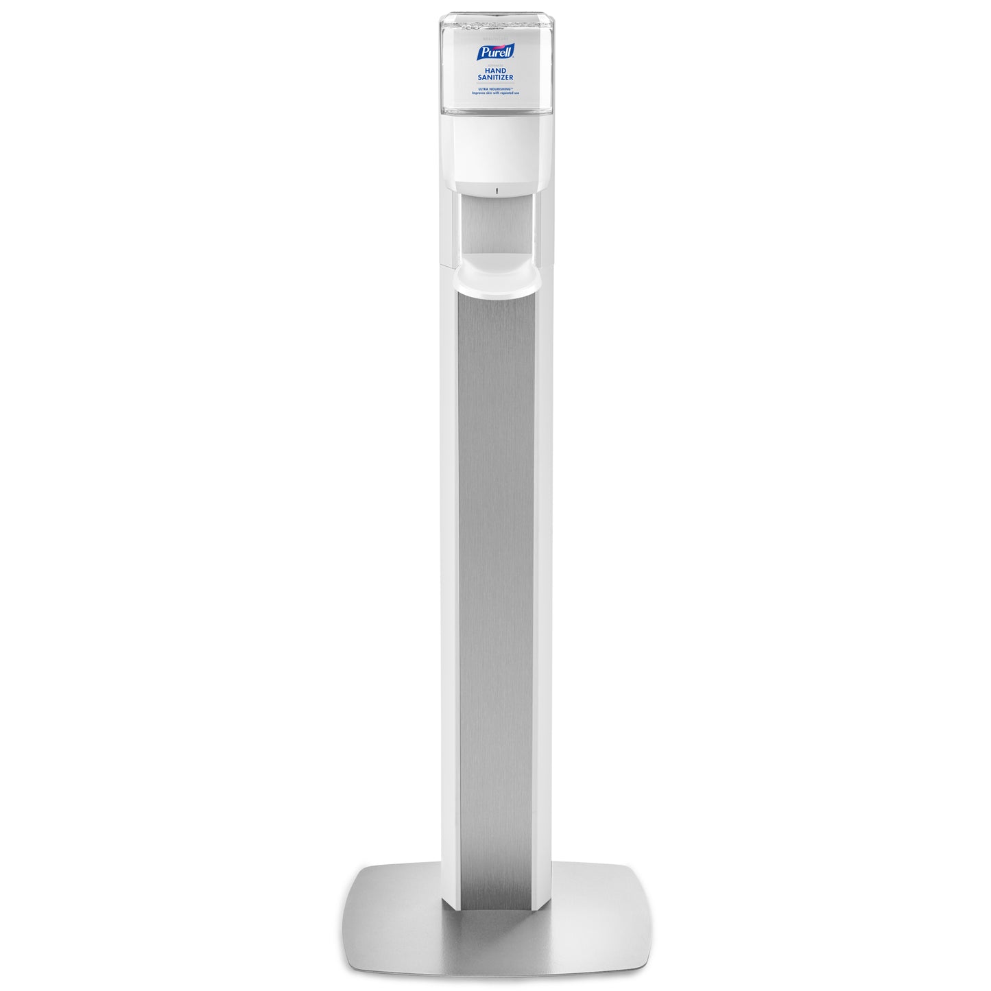 PURELL ES8 AUTO MESSENGER PANEL FLOOR STAND W/ DISPENSER | SILVER