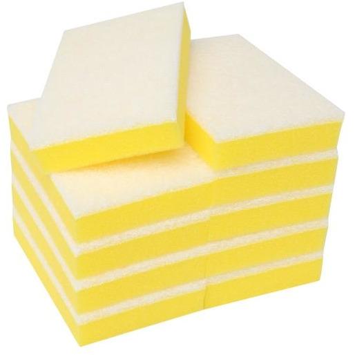 SPONGE SCOURER WHITE / YELLOW - 6X4 INCH / 150X100MM