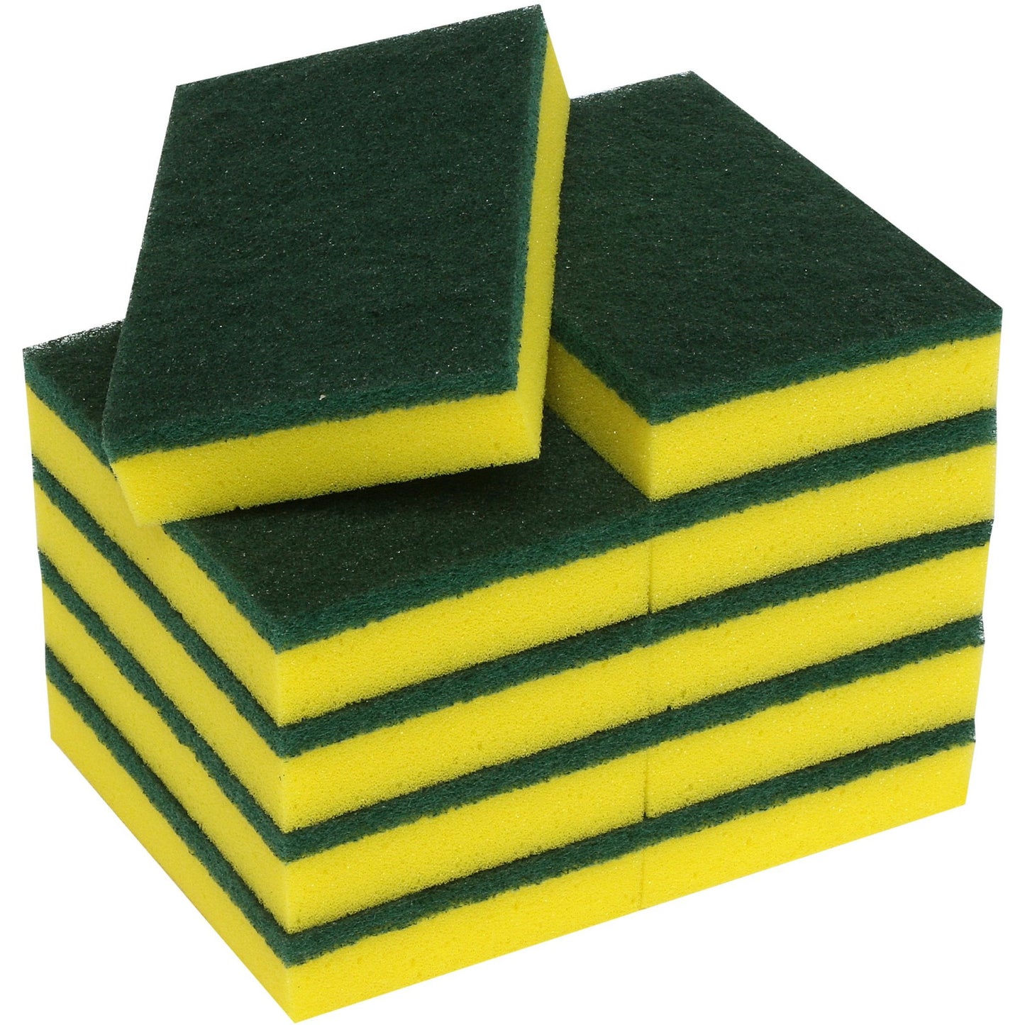 SPONGE SCOURER GREEN / YELLOW - 6X4 INCH / 150X100MM