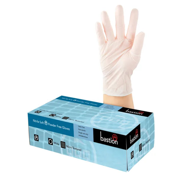 BASTION NITRILE SOFT WHITE GLOVES CARTON 10 X 100PK