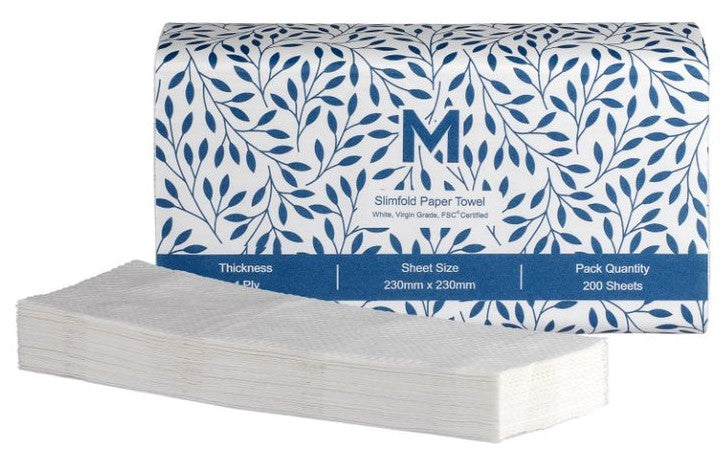 M SLIMFOLD PAPER TOWELS 1PLY 200SHEET X 20PC