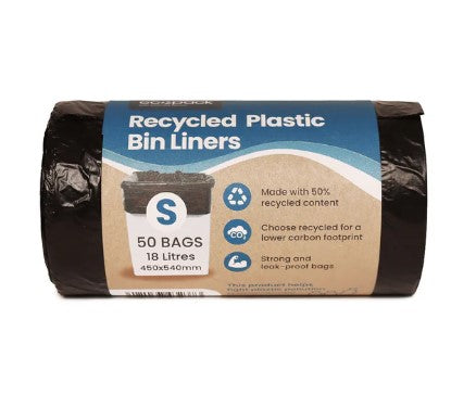 ECOPACK 18L BLACK RECYCLED BIN LINERS 50PACK