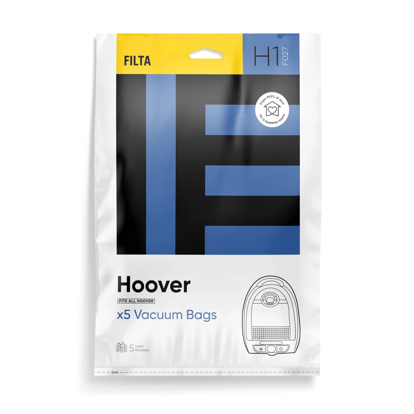 HOOVER SMS MULTI LAYERED VACUUM BAGS 5 PK H1 (F027)