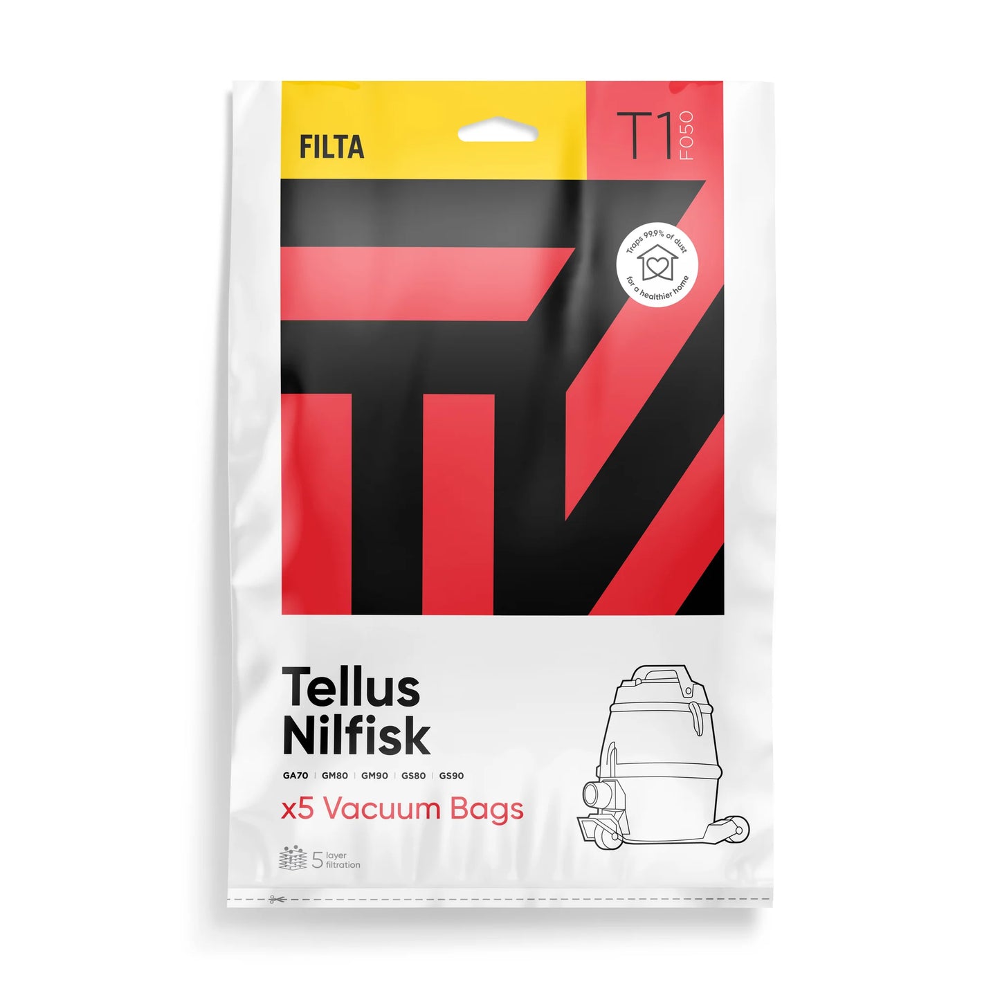 TELLUS GM80, GM90 SMS MULTI LAYERED VACUUM BAGS 5 PK (F050)