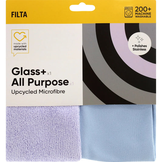 FILTA UPCYCLED MICROFIBRE CLOTH - GLASS / ALL PURPOSE - 2PK