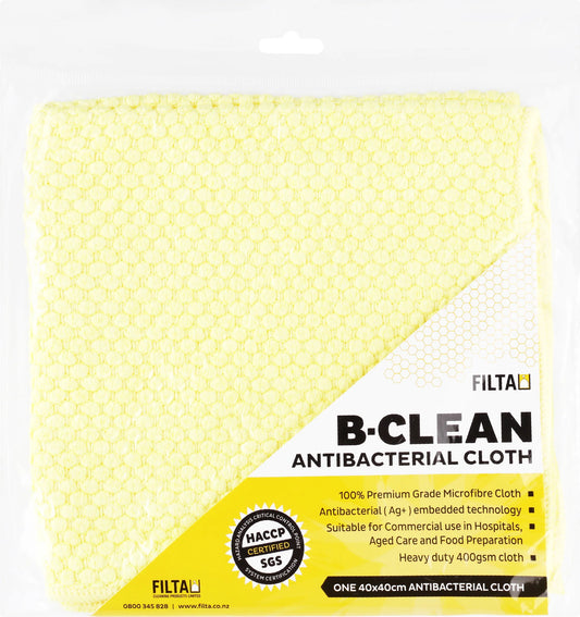FILTA B-CLEAN ANTIBACTERIAL MICROFIBRE CLOTH YELLOW 40CM X 40CM
