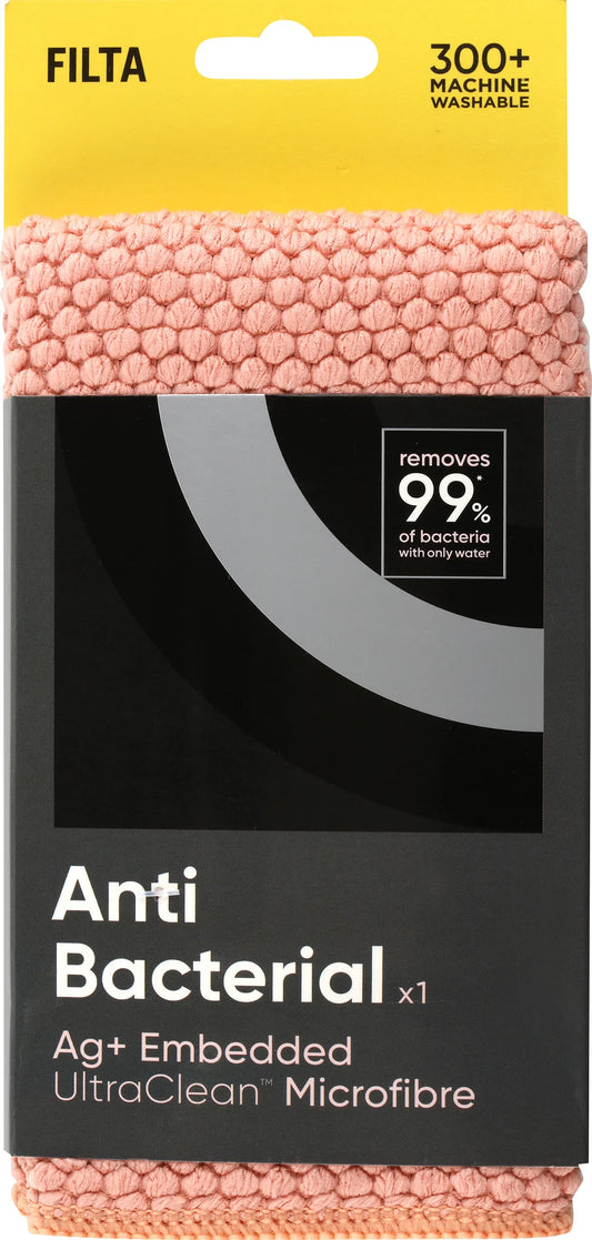 FILTA ANTI BACTERIAL AG+ DUSTY PINK MICROFIBRE CLOTH 35CM X 35CM
