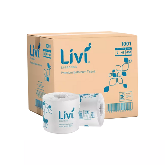 LIVI ESSENTIAL SINGLE WRAPPED TOILET TISSUE | 2PLY 400SHEET X 48 CARTON