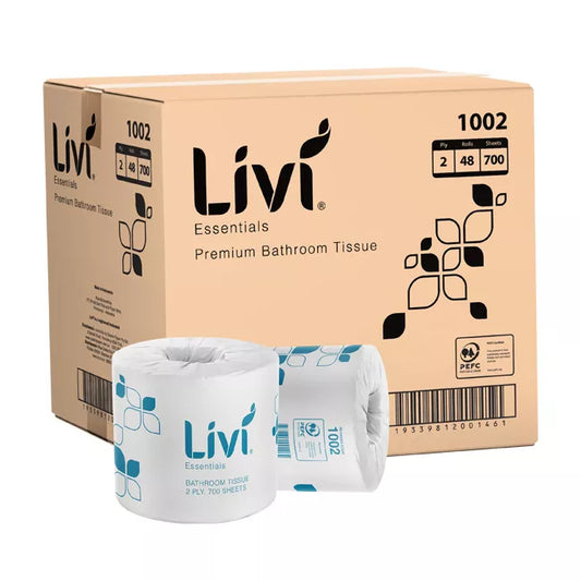 LIVI ESSENTIALS SINGLE WRAPPED TOILET TISSUE | 2PLY 700SHEET X 48 CARTON