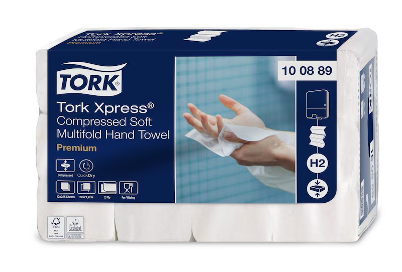 TORK H2 XPRESS COMPRESSED SOFT MULTIFOLD  HAND TOWEL | 2PLY 225SHEET X 12 CARTON