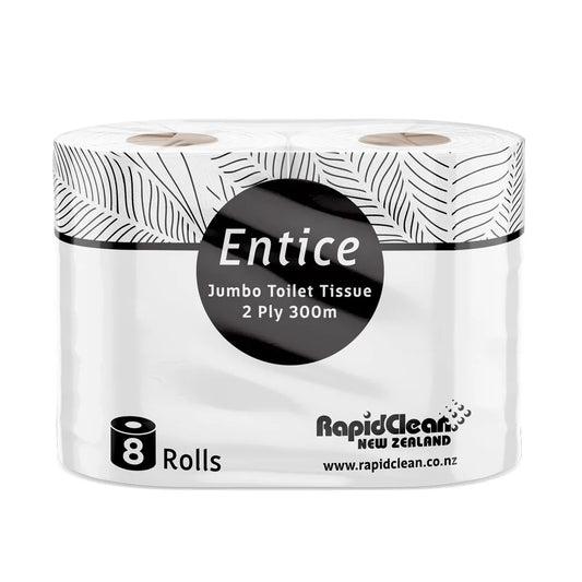 RAPIDCLEAN ENTICE JUMBO TOILET PAPER 2PLY 300M X 8ROLLS