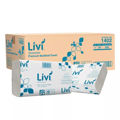 LIVI ESSENTIALS PREMIUM SLIMFOLD HAND TOWEL | 1PLY 200SHEET x 20 CARTON