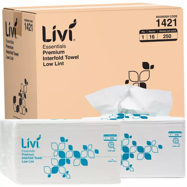 LIVI ESSENTIALS INTERFOLD TOWEL | 1PLY 250SHEET x 16 CARTON