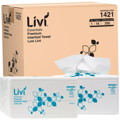LIVI ESSENTIALS INTERFOLD TOWEL | 1PLY 250SHEET x 16 CARTON