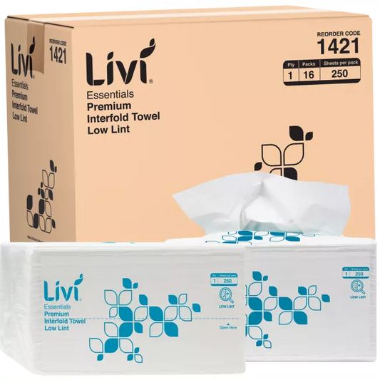 LIVI ESSENTIALS INTERFOLD TOWEL | 1PLY 250SHEET x 16 CARTON