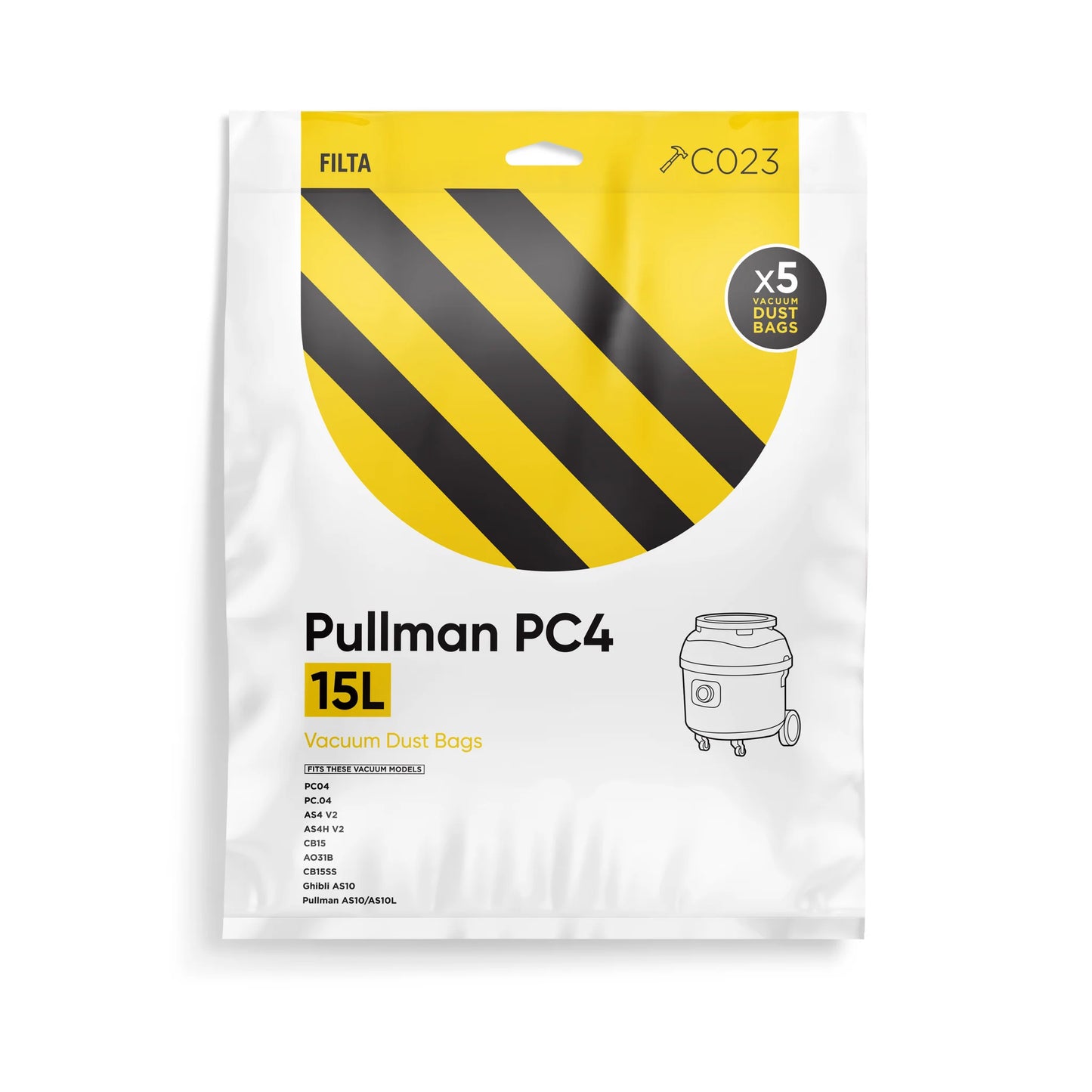 PULLMAN PC4.0 MICROFIBRE VACUUM CLEANER BAGS 5PC