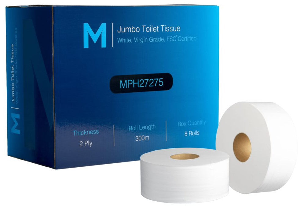 M JUMBO TOILET TISSUE 1PLY 300M X 8PC