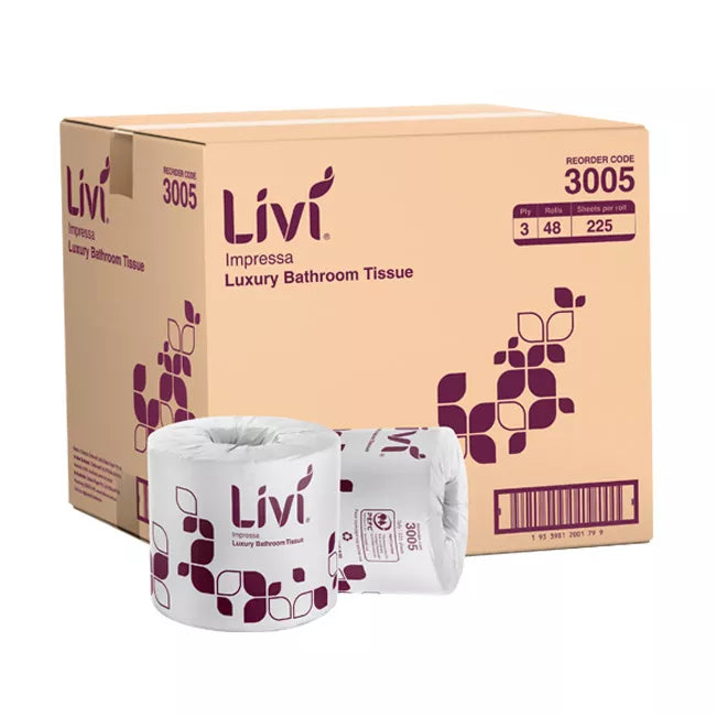 LIVI IMPRESSA LUXURY WRAPPED TOILET ROLLS | 3PLY 225SHEET x 48 CARTON