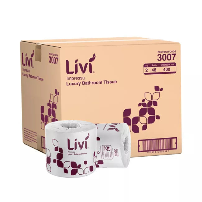 LIVI IMPRESSA SINGLE WRAPPED TOILET TISSUE | 2PLY 400SHEET X 48 CARTON