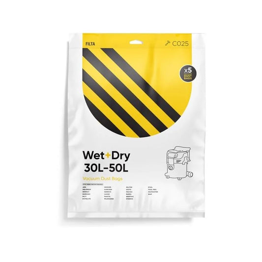 WET & DRY 50LT MICROFIBRE VACUUM CLEANER BAGS 5PK (C025)