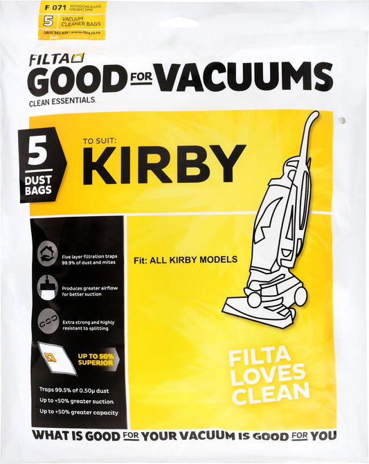 KIRBY TYPE F SMS MULTI LAYERED VACUUM CLEANER BAGS 5 PACK (F071)