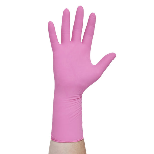NITRILE EXAMINATION GLOVE 100PC | PINK (with aloe vera)