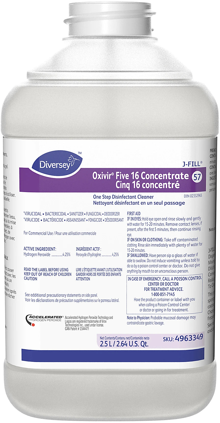 DIVERSEY OXIVIR FIVE 16 CONCENTRATE 2X2.5L CARTON
