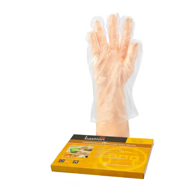 BASTION PE CLEAR GLOVES CARTON 100 X 100PK
