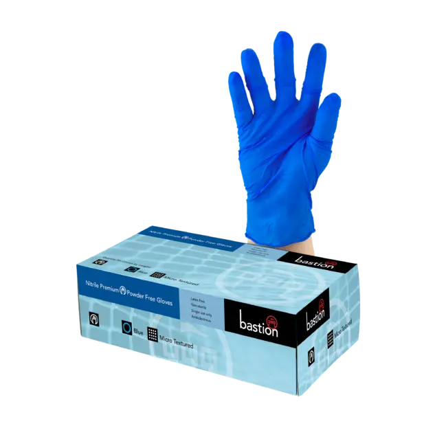 BASTION NITRILE PREMIUM BLUE GLOVES CARTON 10 X 100PK