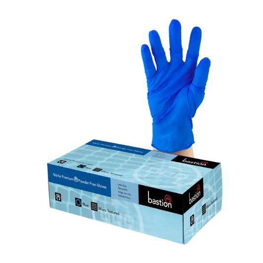 BASTION NITRILE PREMIUM BLUE GLOVES CARTON 10 X 100PK