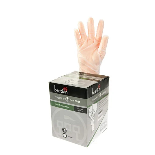 BASTION PROGENICS VINYL CLEAR GLOVES CARTON 8 X 200PK