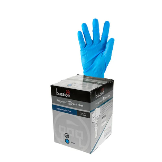 BASTION PROGENICS NITRILE BLUE GLOVES CARTON 8 X 250PK