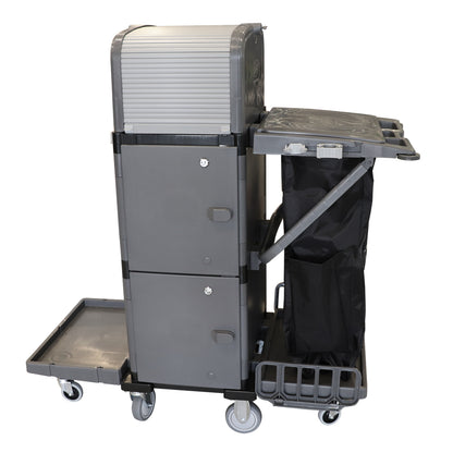 SABCO ULTIMATE JANITOR TROLLEY WITH LOCKABLE HOOD