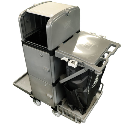 SABCO ULTIMATE JANITOR TROLLEY WITH LOCKABLE HOOD