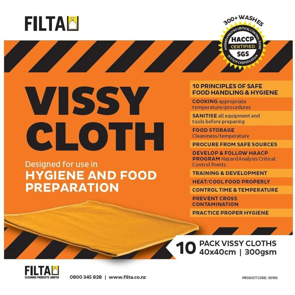 ORANGE VISSY COMMERCIAL MICROFIBRE CLOTH 10PACK