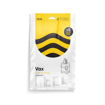 VAX PAPER VACUUM CLEANER BAGS 5PK (F052)