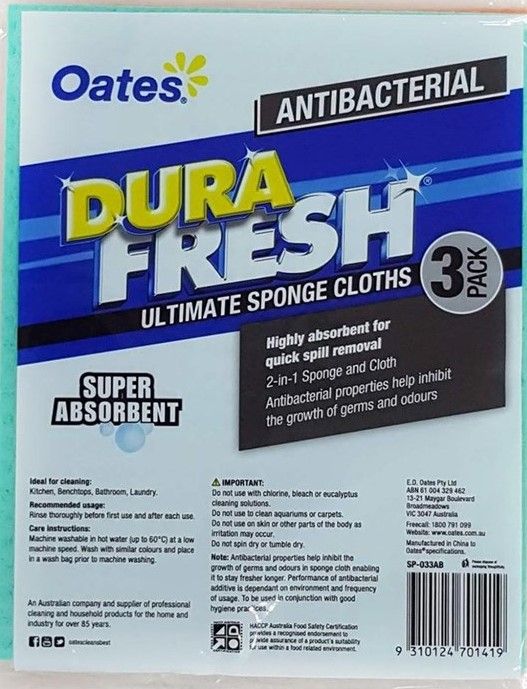 OATES ANTIBACTERIAL SPONGE CLOTH | 3PC