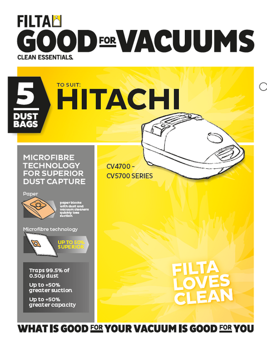 HITACHI SMS MULTI LAYERED VACUUM CLEANER BAGS 5 PACK (F017)