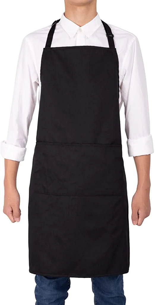 CAFE APRON WITH POCKET BLACK
